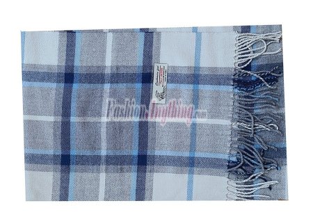 (image for) Woven Cashmere Feel Plaid Scarf Z51 Blue/Grey