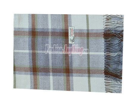 (image for) Woven Cashmere Feel Plaid Scarf Z51 Brown/Grey