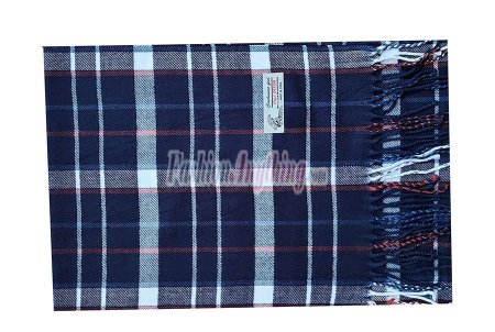 (image for) Woven Cashmere Feel Plaid Scarf Z51 Navy