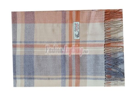 (image for) Woven Cashmere Feel Plaid Scarf Z52 Orange/Grey