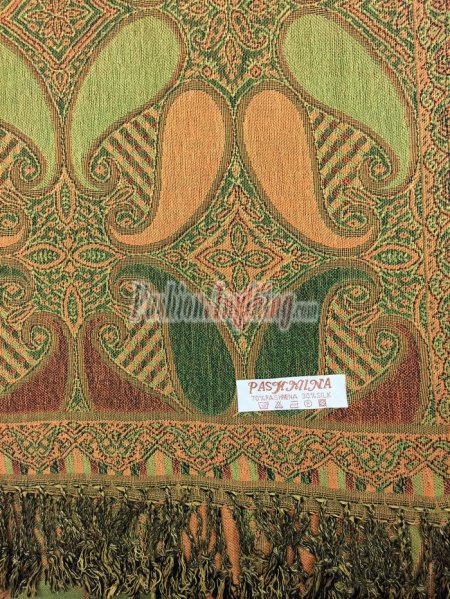 (image for) Colored Paisley Scarf Gold / Green