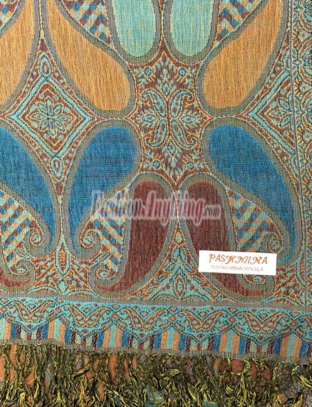 (image for) Colored Paisley Scarf Orange / Blue