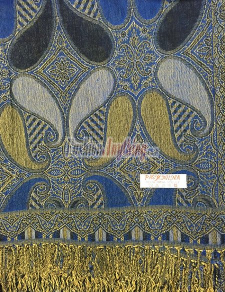 (image for) Colored Paisley Scarf Royal Blue / Black