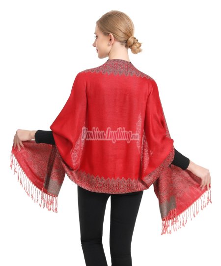 (image for) Border Patterned Pashmina label Red