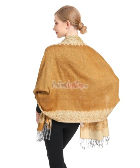 (image for) Border Patterned Pashmina Sandy Brown