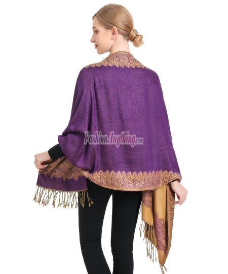 (image for) Border Patterned Pashmina label Purple