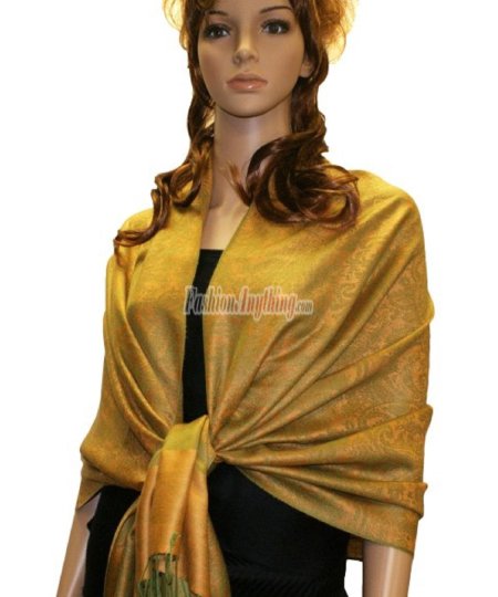 (image for) Paisley Jacquard Pashmina Gold