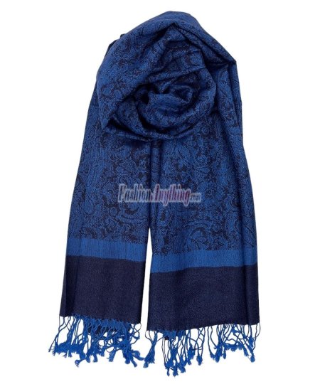 (image for) Paisley Jacquard Pashmina Deep Blue/Black