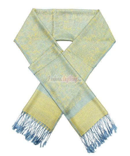 (image for) Paisley Jacquard Pashmina Yellow Baby Blue