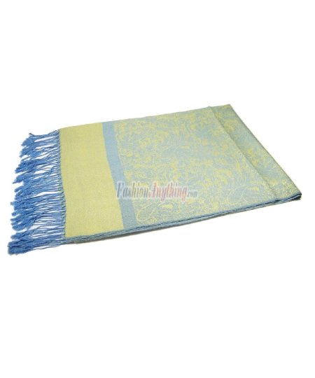 (image for) Paisley Jacquard Pashmina Yellow Baby Blue