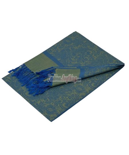 (image for) Paisley Jacquard Pashmina Blue/Green