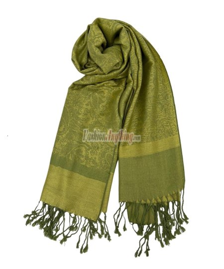 (image for) Paisley Jacquard Pashmina Lime w/ Yellow