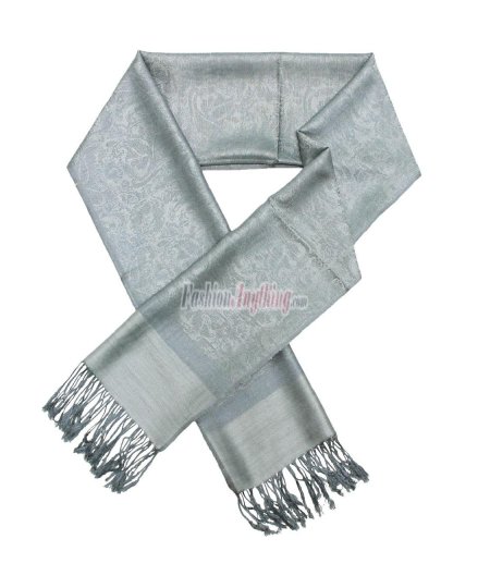 (image for) Paisley Jacquard Pashmina Silver