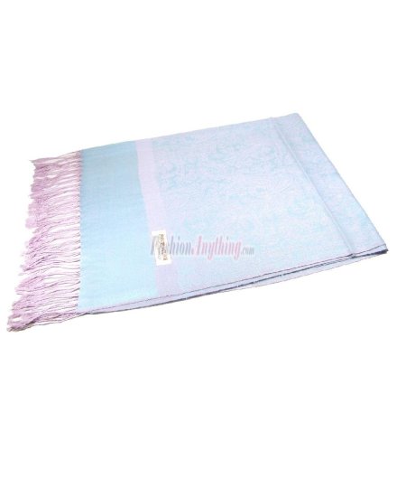(image for) Paisley Jacquard Pashmina Pale Blue/ Pink