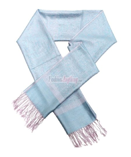 (image for) Paisley Jacquard Pashmina Pale Blue/ Pink