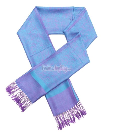 (image for) Paisley Jacquard Pashmina Cyan Purple