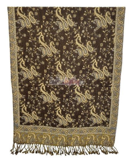 (image for) Jacquard Paisley Pashmina 2-Ply Brown