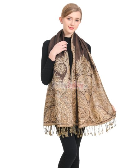 (image for) Big Paisley Thicker Pashmina Rust Brown