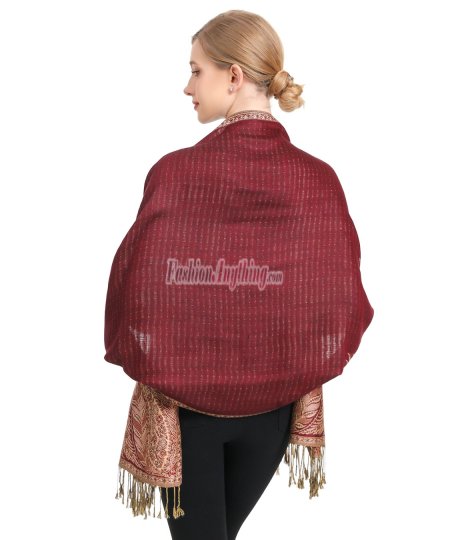 (image for) Big Paisley Thicker Pashmina Jujube Red