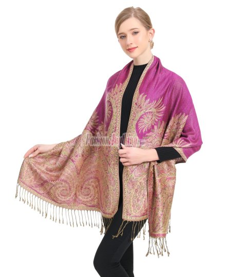 (image for) Big Paisley Thicker Pashmina Magenta