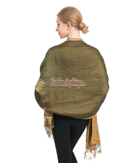 (image for) Big Paisley Thicker Pashmina Olive