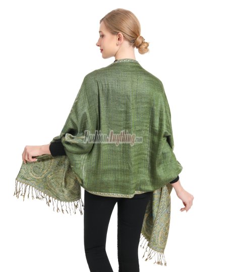 (image for) Big Paisley Thicker Pashmina Green