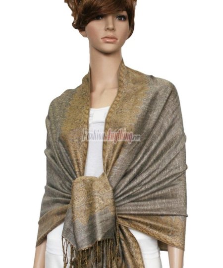 (image for) Border Patterned Pashmina Pale Goldenrod