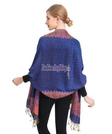 (image for) Border Patterned Pashmina Label Blue