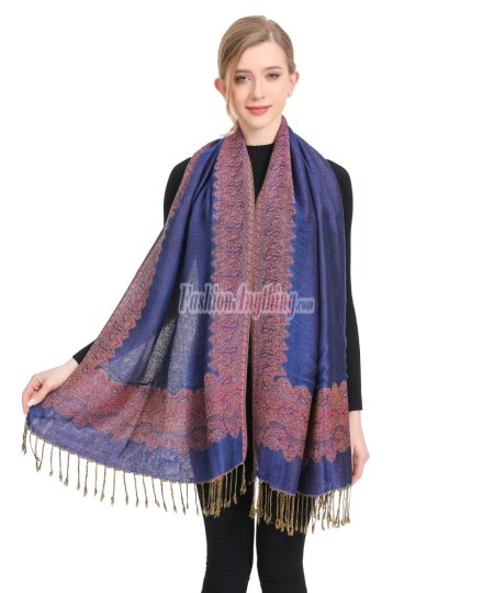 (image for) Border Patterned Pashmina Label Blue