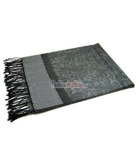 (image for) Paisley Jacquard Pashmina Dark Grey