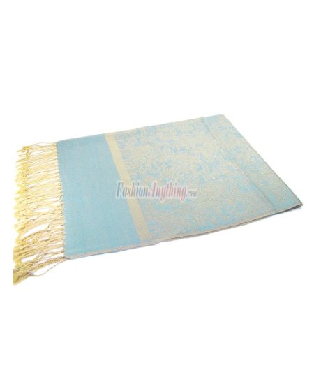 (image for) Paisley Jacquard Pashmina Light Tan /Light Blue