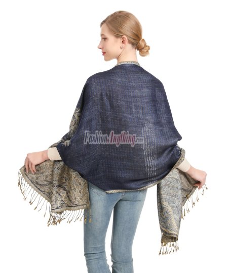 (image for) Big Paisley Thicker Pashmina Navy