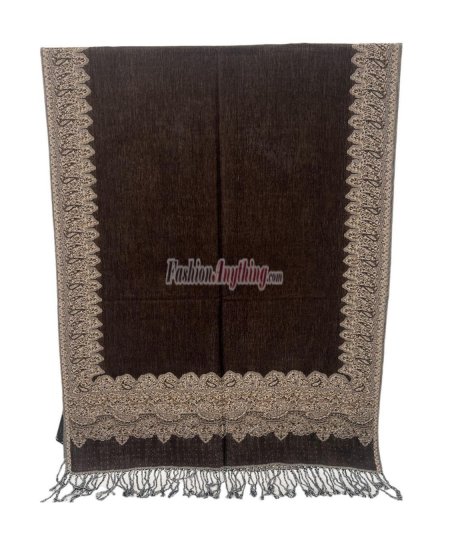 (image for) Border Patterned Pashmina Coffee