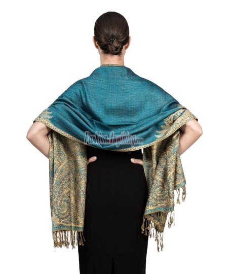 (image for) Big Paisley Thicker Pashmina Turquoise