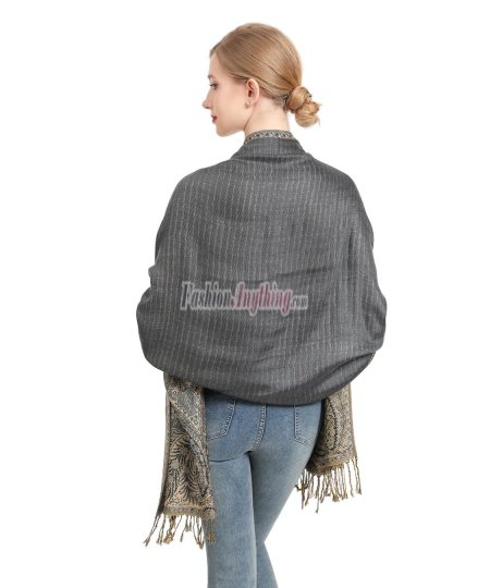 (image for) Big Paisley Thicker Pashmina Charcoal