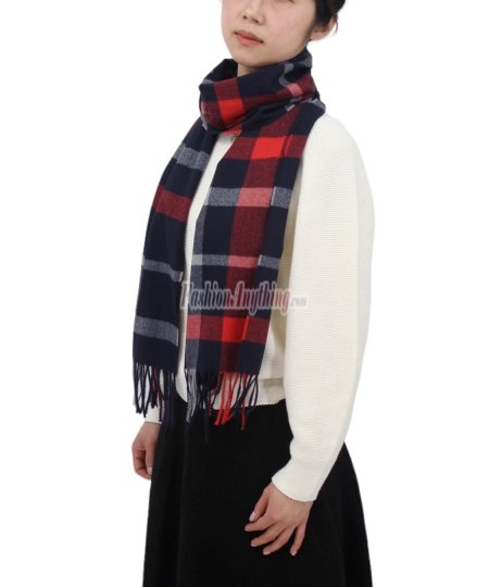 (image for) Cashmere Feel Classic Scarf Navy/Red/Grey