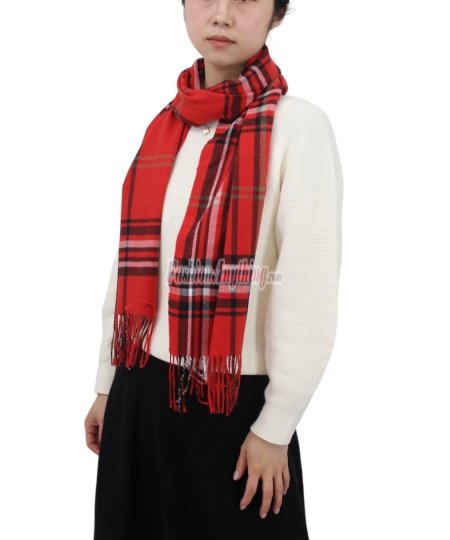 (image for) Cashmere Feel Classic Scarf 18-4 Red/Black