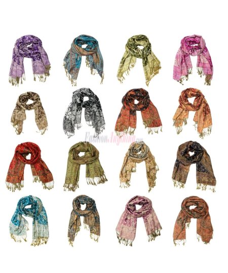 (image for) Jacquard Paisley Pashmina 1 DZ, Asst. Color