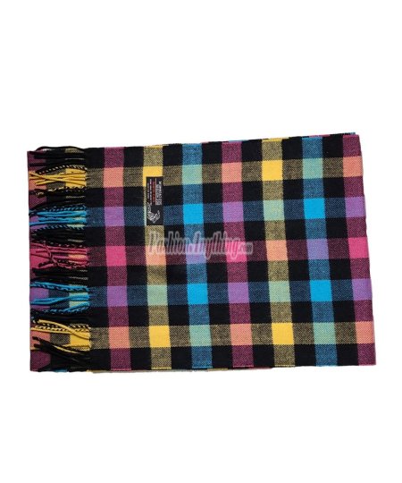 (image for) Cashmere Feel Pattern Scarf Black/Yellow/Pink