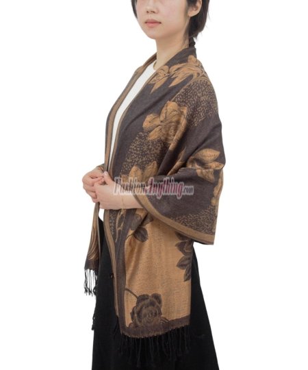 (image for) Rose & Leaf Pashmina Bronze