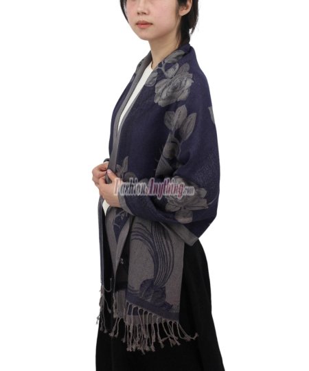 (image for) Rose & Leaf Pashmina Navy