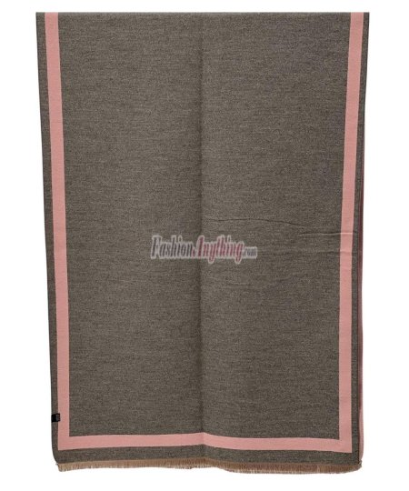 (image for) Reversible Border Cashmere Shawl Pink