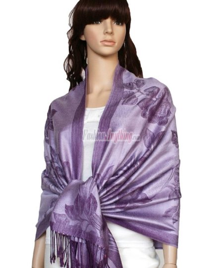 (image for) Rose & Leaf Pashmina Light Purple
