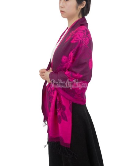 (image for) Rose & Leaf Pashmina Fuschia