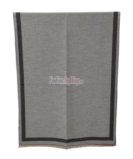 (image for) Reversible Border Cashmere Shawl Grey