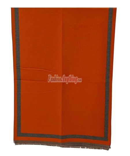 (image for) Reversible Border Cashmere Shawl Orange