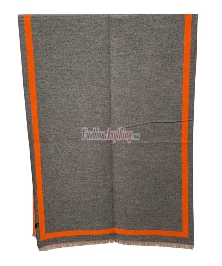 (image for) Reversible Border Cashmere Shawl Orange