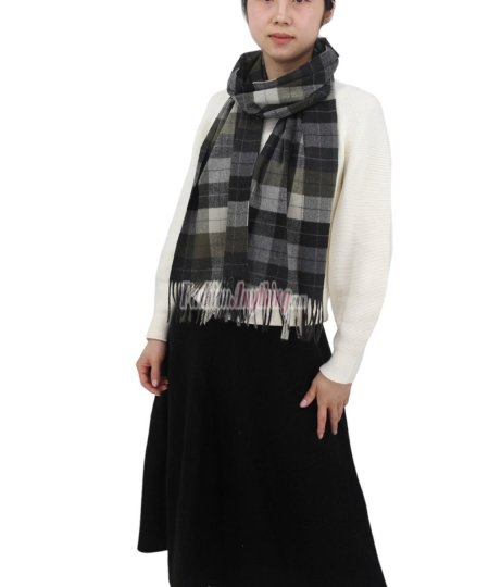 (image for) Cashmere Feel Plaid Scarf Grey