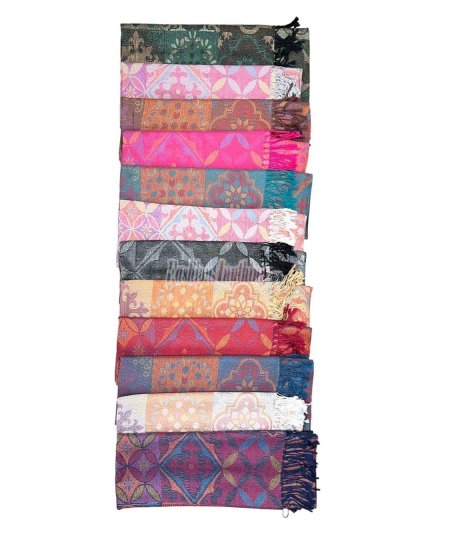 (image for) Patchwork Pattern Pashmina 1 DZ, Asst. Color