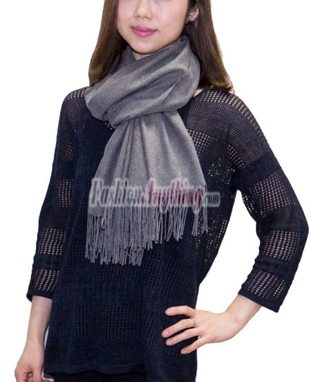 (image for) Grey/White Premium Thick Pashmina